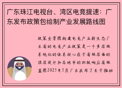 广东珠江电视台、湾区电竞提速：广东发布政策包绘制产业发展路线图